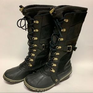 Sorel Conquest Carly II Black Knee High Duck Boot